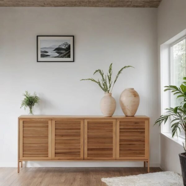 Enna Solid Wood 4-Door Sideboard - Image 1