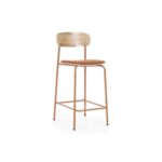 Pira Solid Wood Metal Upholstered Bar Chair - Image 2