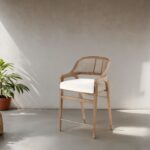 Zomo Solid Wood Rattan Counter Chair - Image 2