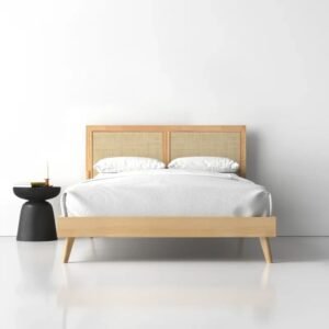 Vintage Solid Wood Rattan King & Queen Size Bed