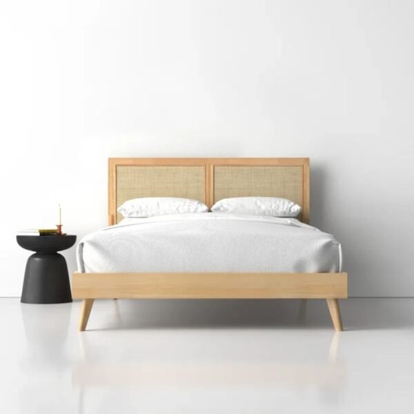 Vintage Solid Wood Rattan King & Queen Size Bed - Image 1