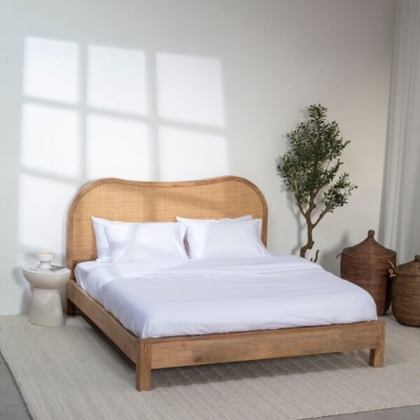 Bern Solid Wood Rattan Bed - Image 1