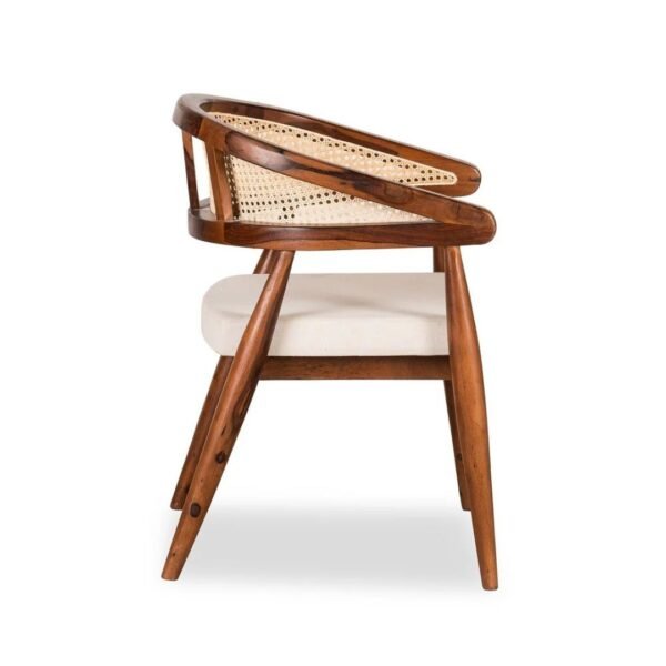 Kana Solid Wood Rattan Cane Dining Chair with Cushion - Image 5