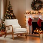 Off-White Upholstered Linen Arm Chair - Image 2