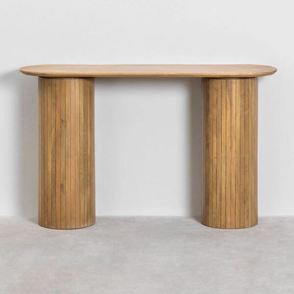 Fluted Wooden Mid Century Console Table - Image 3
