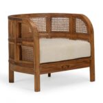 Neni Solid Wood and Rattan Lounge Chair - Image 5