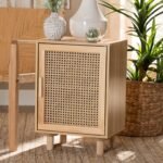 Meka Solid Wood Rattan Bedside Table