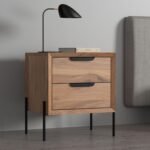 Nivo Solid Wood Metal Bedside Table