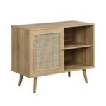Classic Solid Wood Rattan 1-Door Cabinet - Image 5