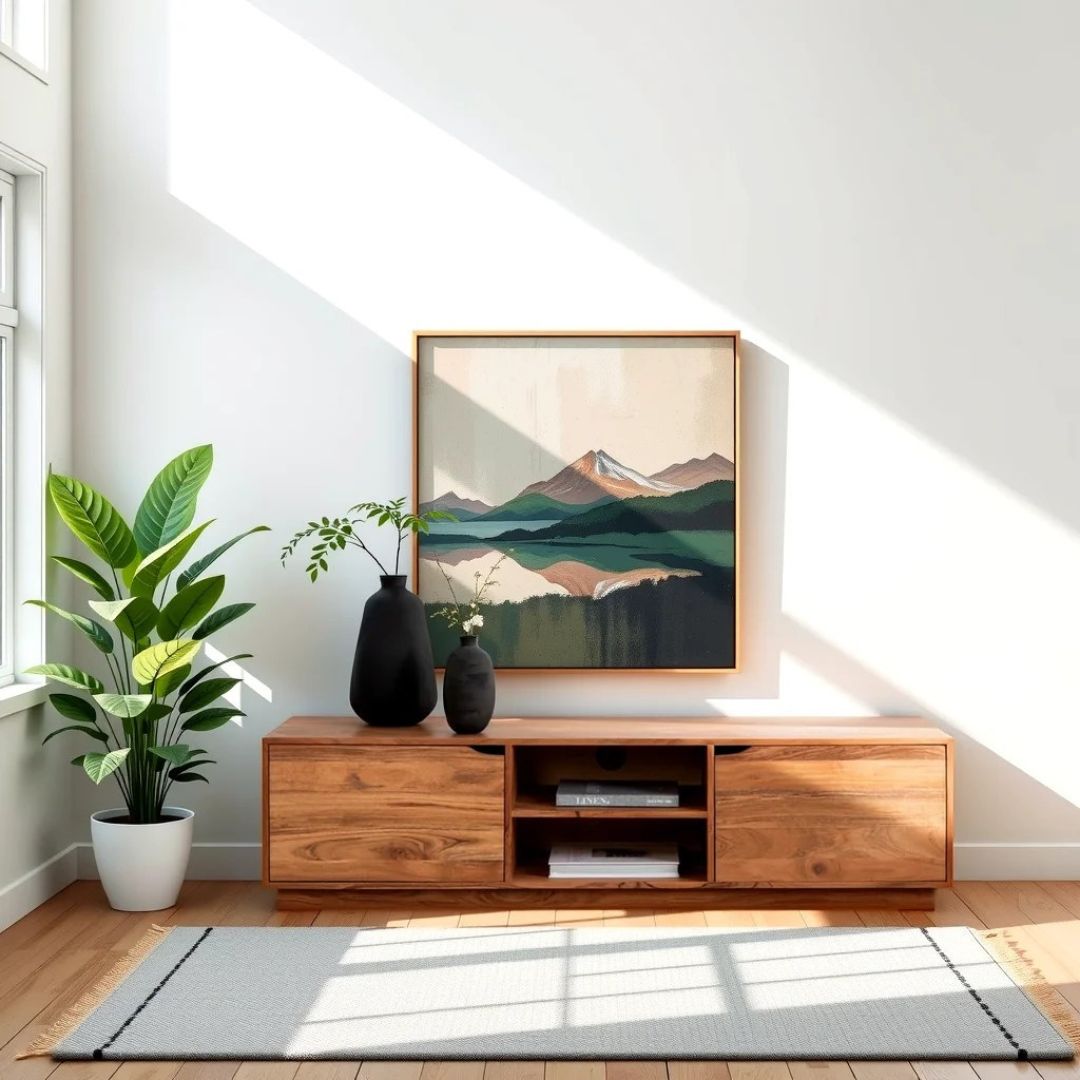 1 Liva Solid Wood TV Cabinet with Shelf - Image 1