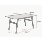 White Marble Effect 6-Seater Dining Table with Solid Wood Legs - Image 6
