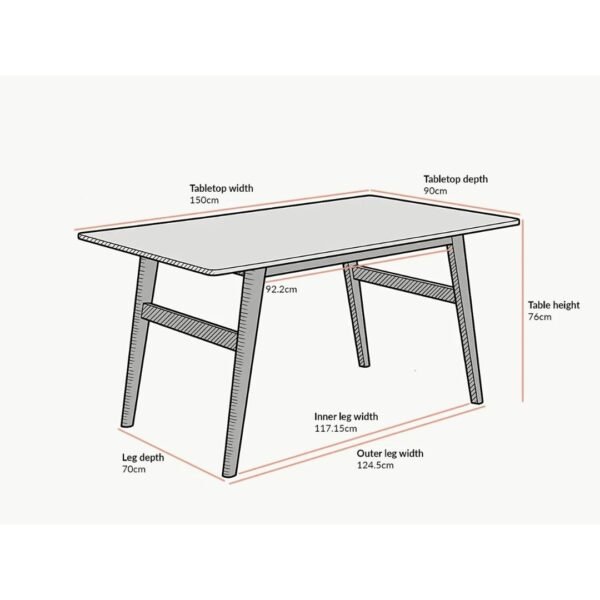 White Marble Effect 6-Seater Dining Table with Solid Wood Legs - Image 6