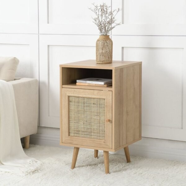 Classic Rattan 1-Door Bedside Table - Image 1