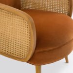Para Upholstered and Rattan Solid Wood Armchair - Image 5