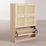 Emma Solid Wood Rattan Shoe Cabinet - Image 4