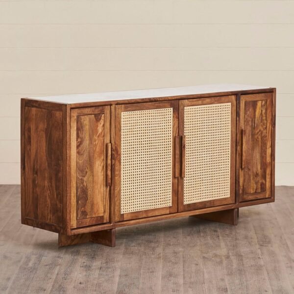 Vale Solid Wood Rattan Sideboard - Image 2