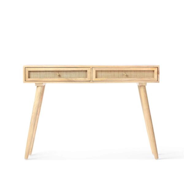 Mako Solid Wood Rattan 2-Drawer Console Table - Image 3