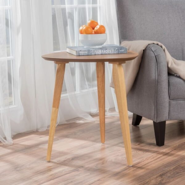 Guitar Pick Shaped Solid Wood Side Table - Image 1