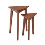 Teka Solid Wood Triangular Side Tables Set of 2 - Image 3