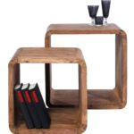 Keva Solid Wood Side Table Square Cubes Set of 2 - Image 3