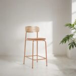 Pira Solid Wood Metal Upholstered Bar Chair