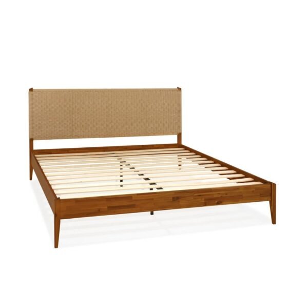 Buto Solid Wood Platform Bed with Hand Woven Headboard - Image 4