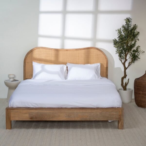 Bern Solid Wood Rattan Bed - Image 2