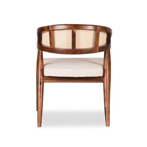 Kana Solid Wood Rattan Cane Dining Chair with Cushion - Image 4