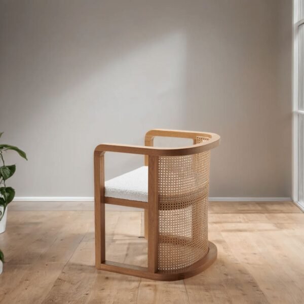 Levo Modern Cane & Solid Wood Dining Chair - Image 2