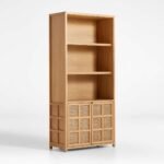 Trident Solid Wood Rattan Storage Bookcase - Image 3