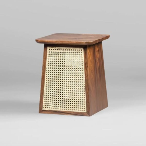 Crest Solid Wood Rattan Side Table - Image 2