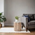 Fluted Solid Wood & Marble Side Table - Image 5