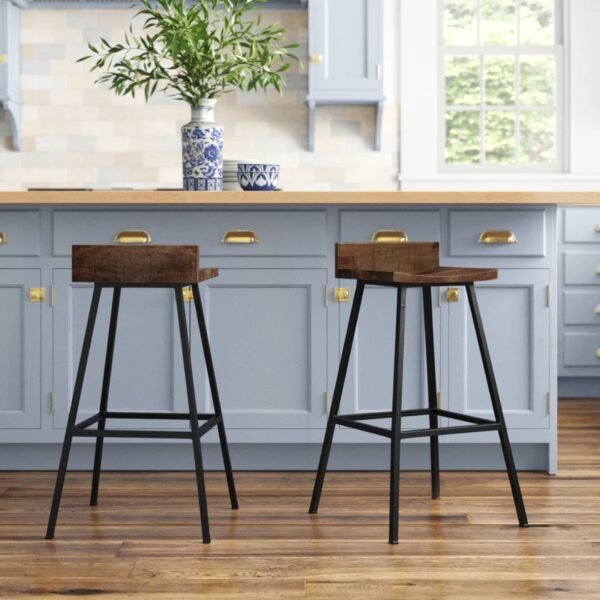 Casa Solid Wood & Metal Leg Counter Stool - Image 1