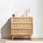 Kaza Solid Wood & Rattan Chest of 3 Drawer