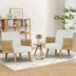Pina Solid Wood Rattan Lounge Chair - Image 2