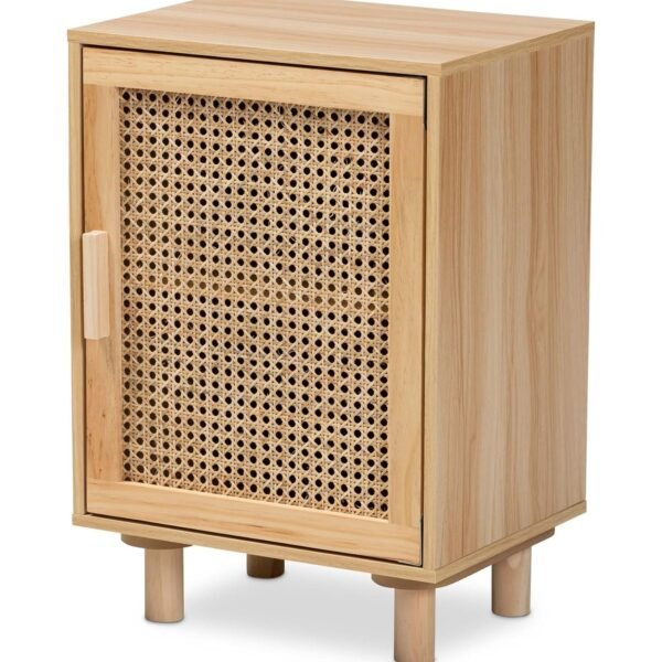 Meka Solid Wood Rattan Bedside Table - Image 2