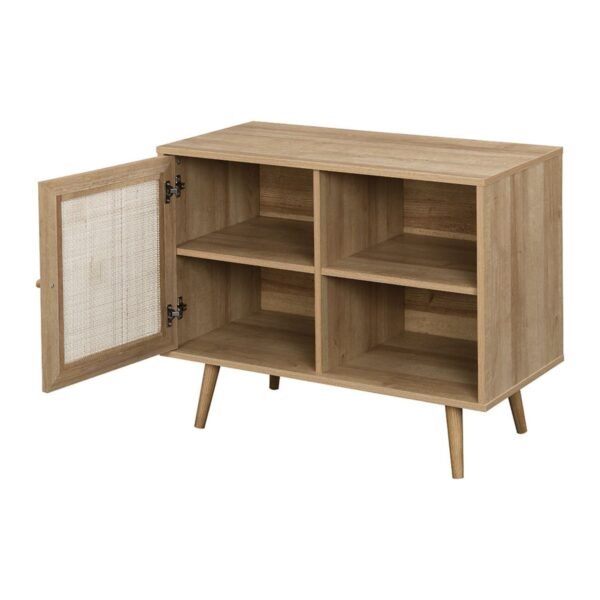 Classic Solid Wood Rattan 1-Door Cabinet - Image 4