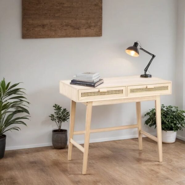Rala Solid Wood Rattan Study Table - Image 1