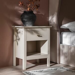 White 1-Drawer Bedside Table