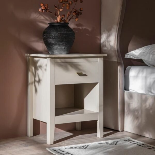 White 1-Drawer Bedside Table - Image 1