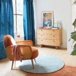 Para Upholstered and Rattan Solid Wood Armchair - Image 6
