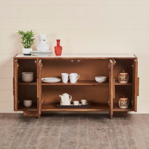 Vale Solid Wood Rattan Sideboard - Image 4