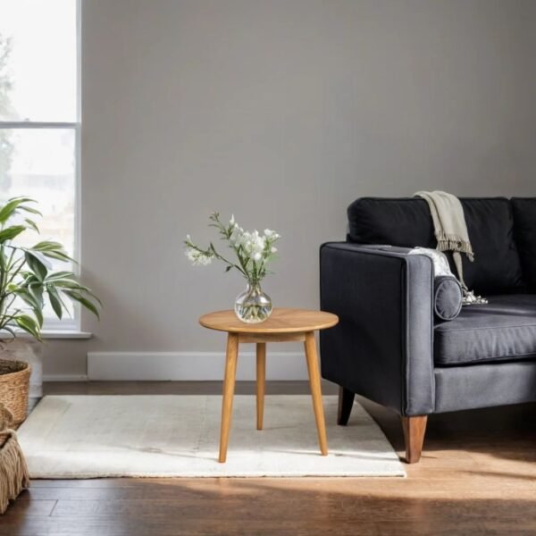 Miba Solid Wood Round Side Table - Image 2