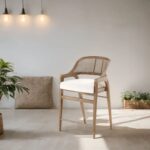 Zomo Solid Wood Rattan Counter Chair