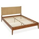 Buto Solid Wood Platform Bed with Hand Woven Headboard - Image 3
