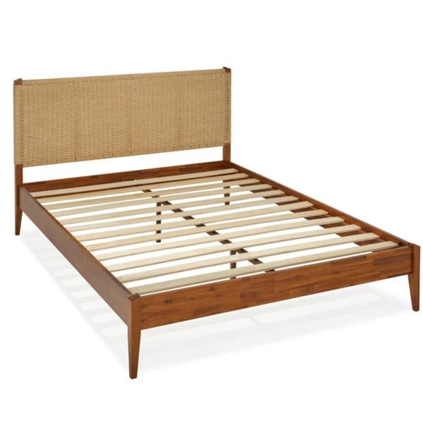 Buto Solid Wood Platform Bed with Hand Woven Headboard - Image 3