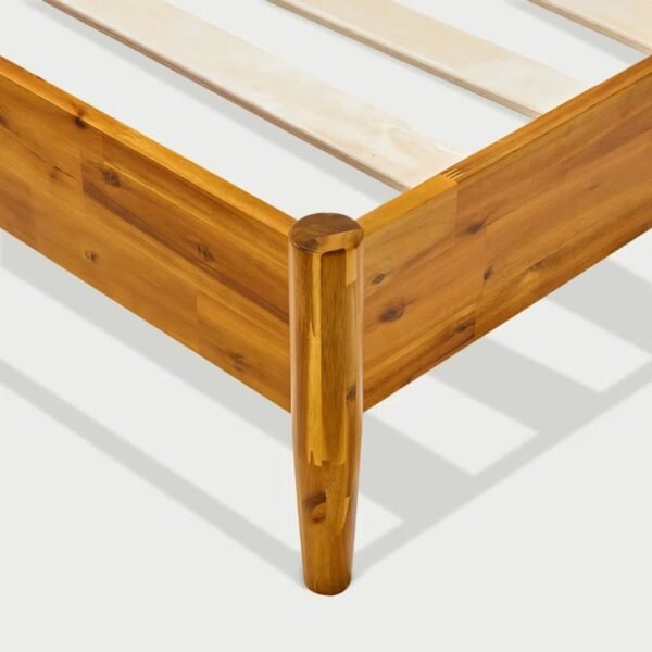 Omega Solid Wood Rattan Platform Bed with Headboard - Image 8