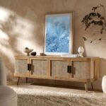 Kavo Curved Rattan 4-Doors Wide TV Unit - Image 2