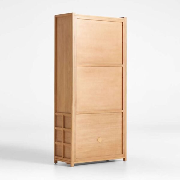 Trident Solid Wood Rattan Storage Bookcase - Image 5