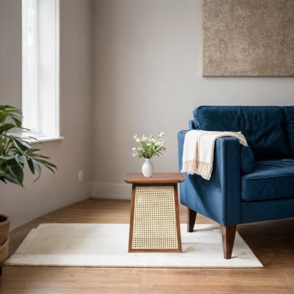 Crest Solid Wood Rattan Side Table - Image 7